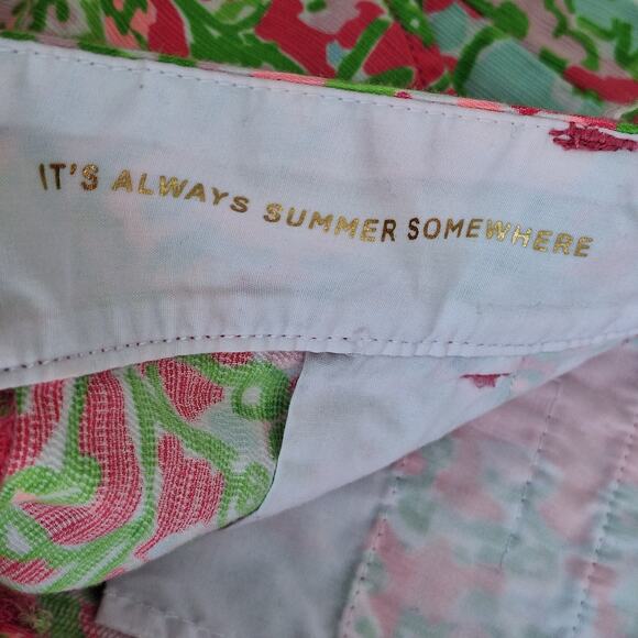 Lilly Pulitzer The Chipper Short Pink Green 100% Cotton Size 0 Summer Vacation - Picture 9 of 10